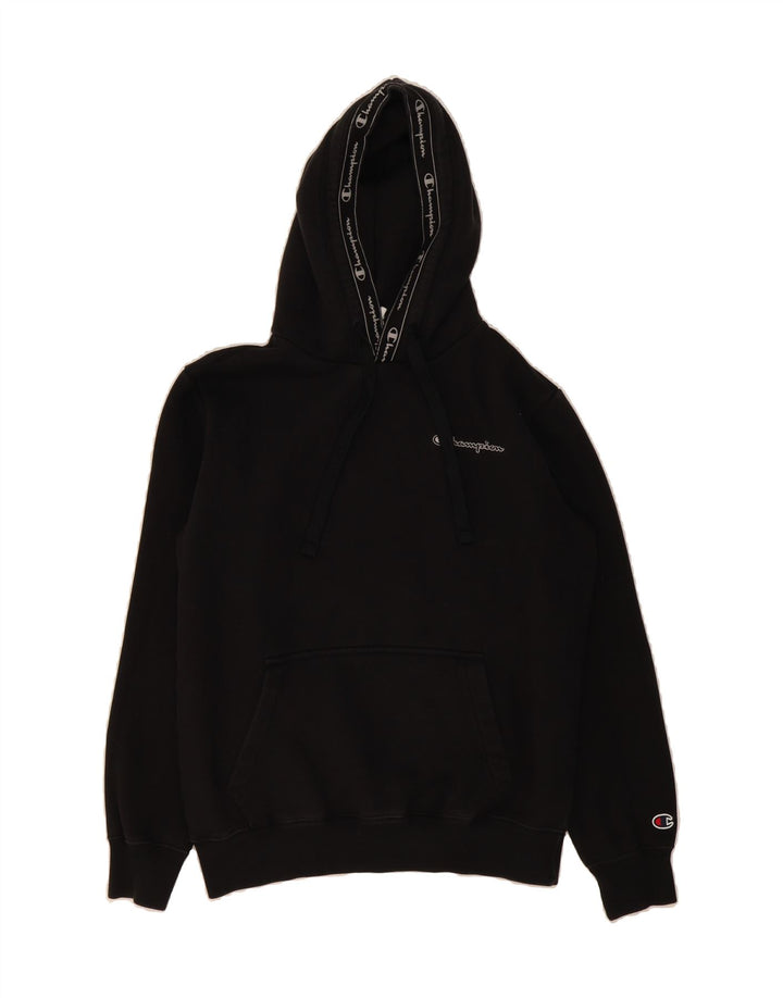 CHAMPION Mens Hoodie Jumper Small Black Vintage Champion and Second-Hand Champion from Messina Hembry 