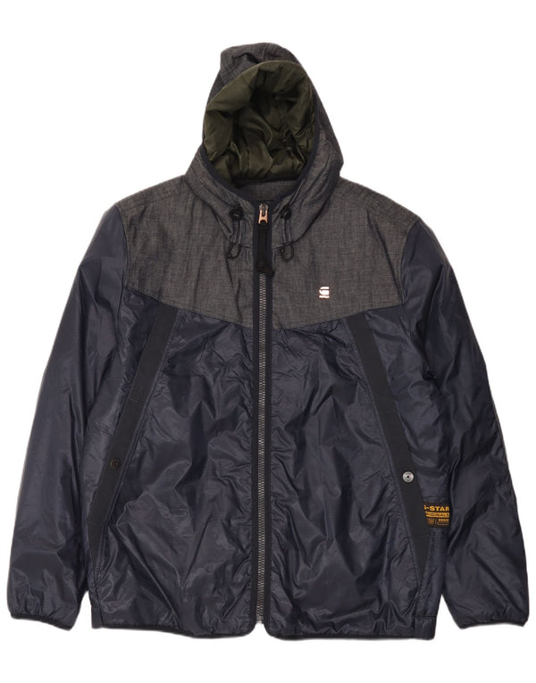 G-Star Herre Hooded Windbreaker Jacket UK 44 2XL Navy Blue Colourblock