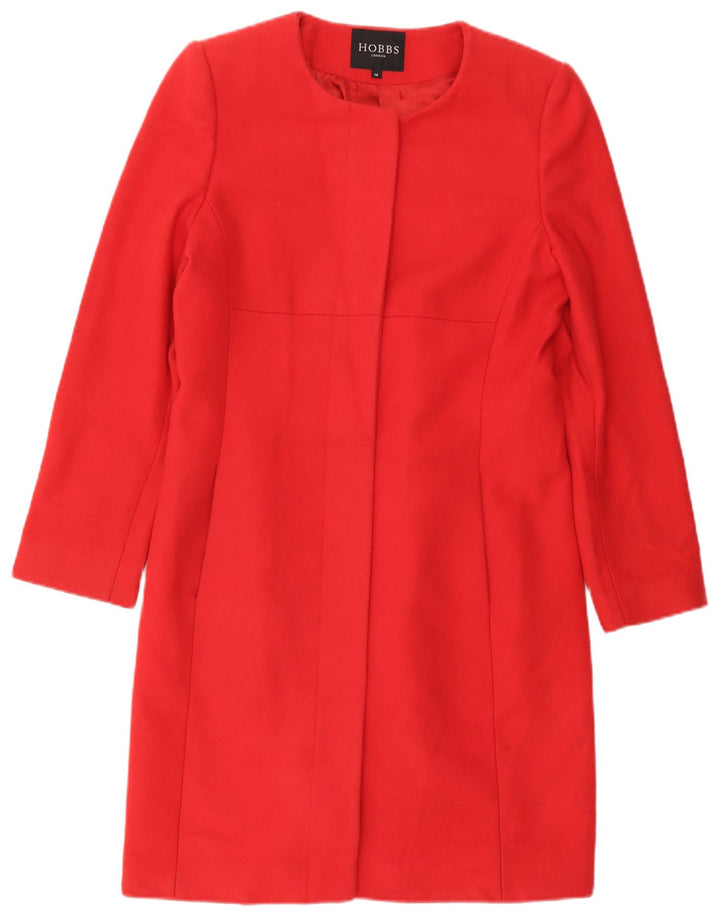 HOBBS Womens Overcoat UK 14 Large Red Wool