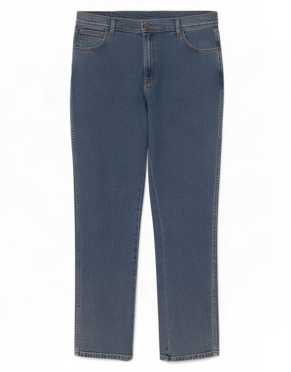 Wrangler Herre Regular Fit Straight Jeans W38 L34 Blå Bomuld