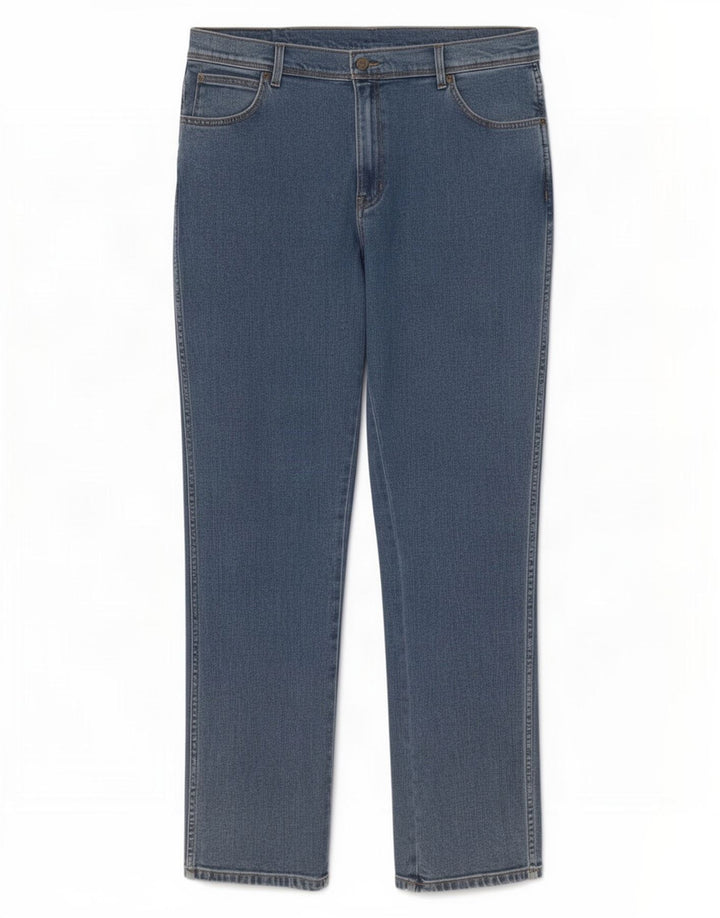 Wrangler Herre Regular Fit Straight Jeans W38 L34 Blå Bomuld