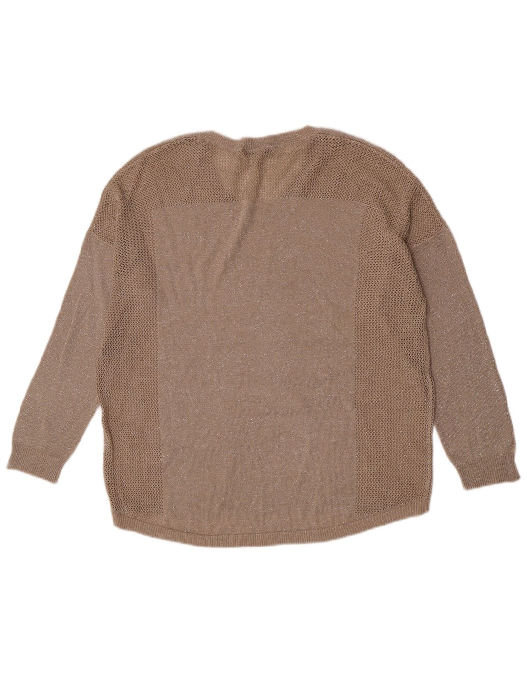 Oasis Dame Oversized Boat Neck Jumper Sweater UK 14 Medium Beige Flecked