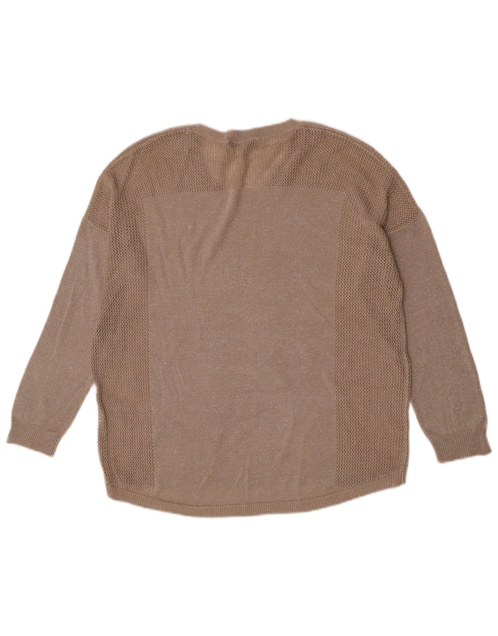 Oasis Dame Oversized Boat Neck Jumper Sweater UK 14 Medium Beige Flecked