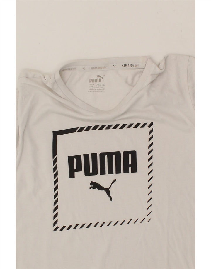 PUMA Boys Graphic T-Shirt Top 13-14 Years White Vintage Puma and Second-Hand Puma from Messina Hembry 