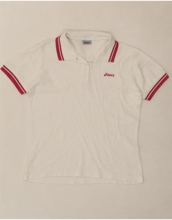 ASICS Womens Polo Shirt UK 10 Small White Cotton