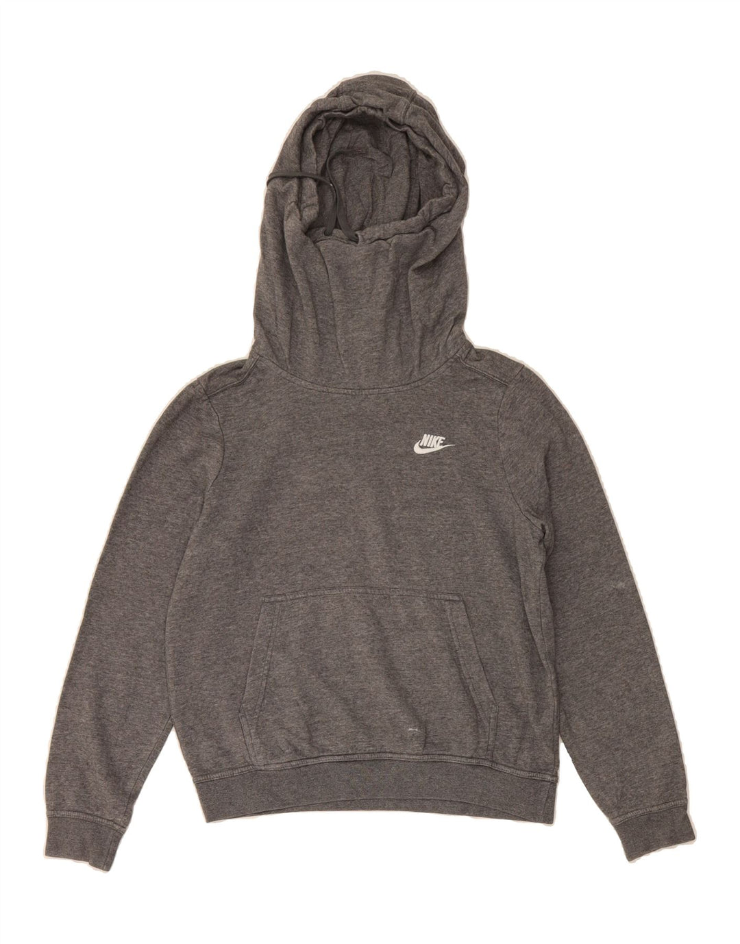 NIKE Womens Oversized Hoodie Jumper UK 10 Small Grey Cotton Vintage Nike and Second-Hand Nike from Messina Hembry 