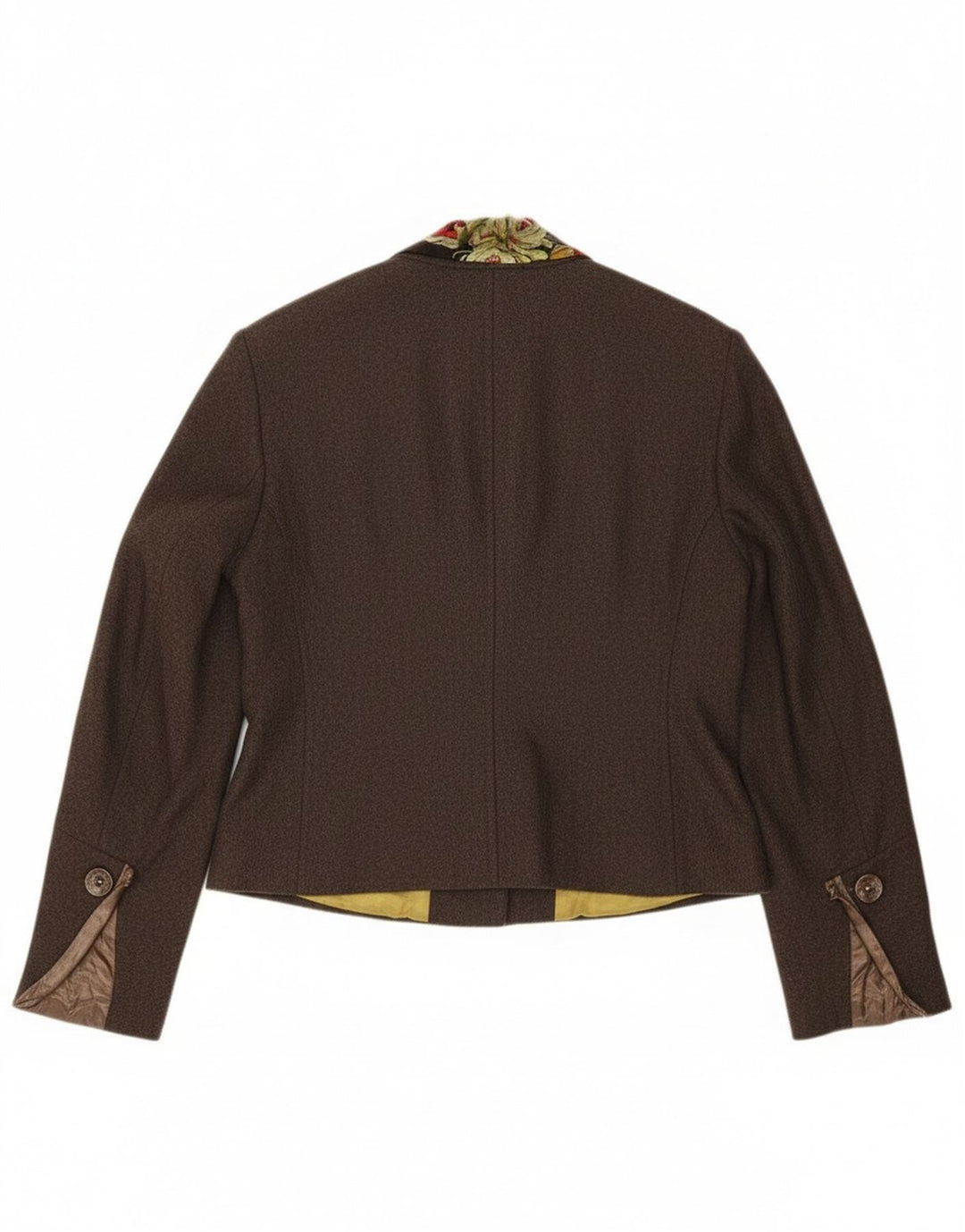 Vintage dame 7-knaps blazerjakke EU 42 Large Brown Virgin Wool