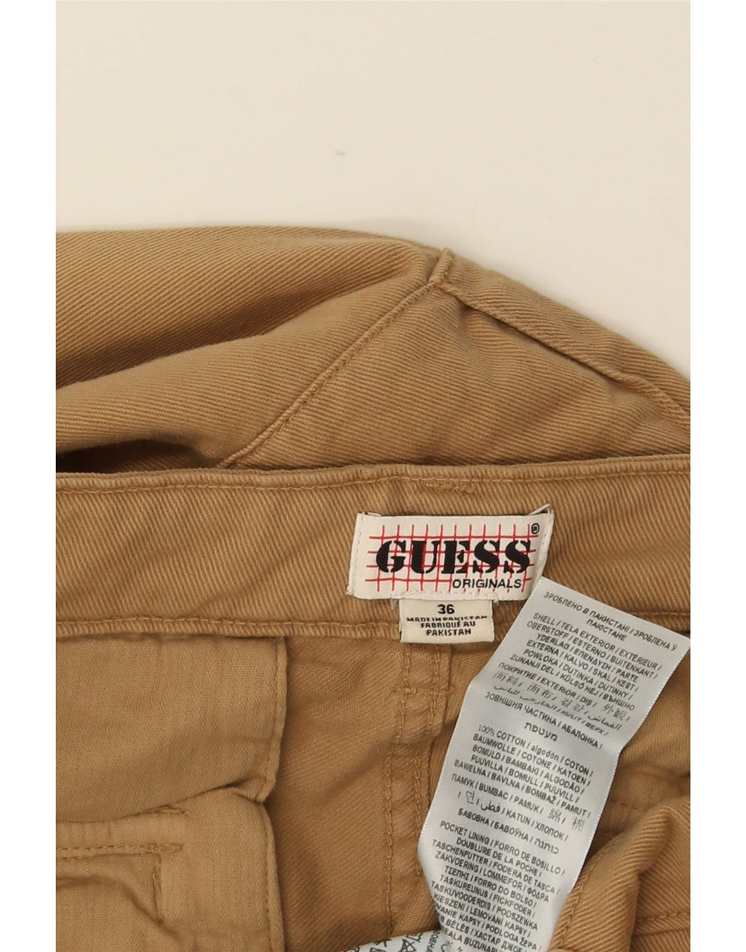 GUESS Straight Cargo Bukser til mænd W36 L31 Beige Bomuld