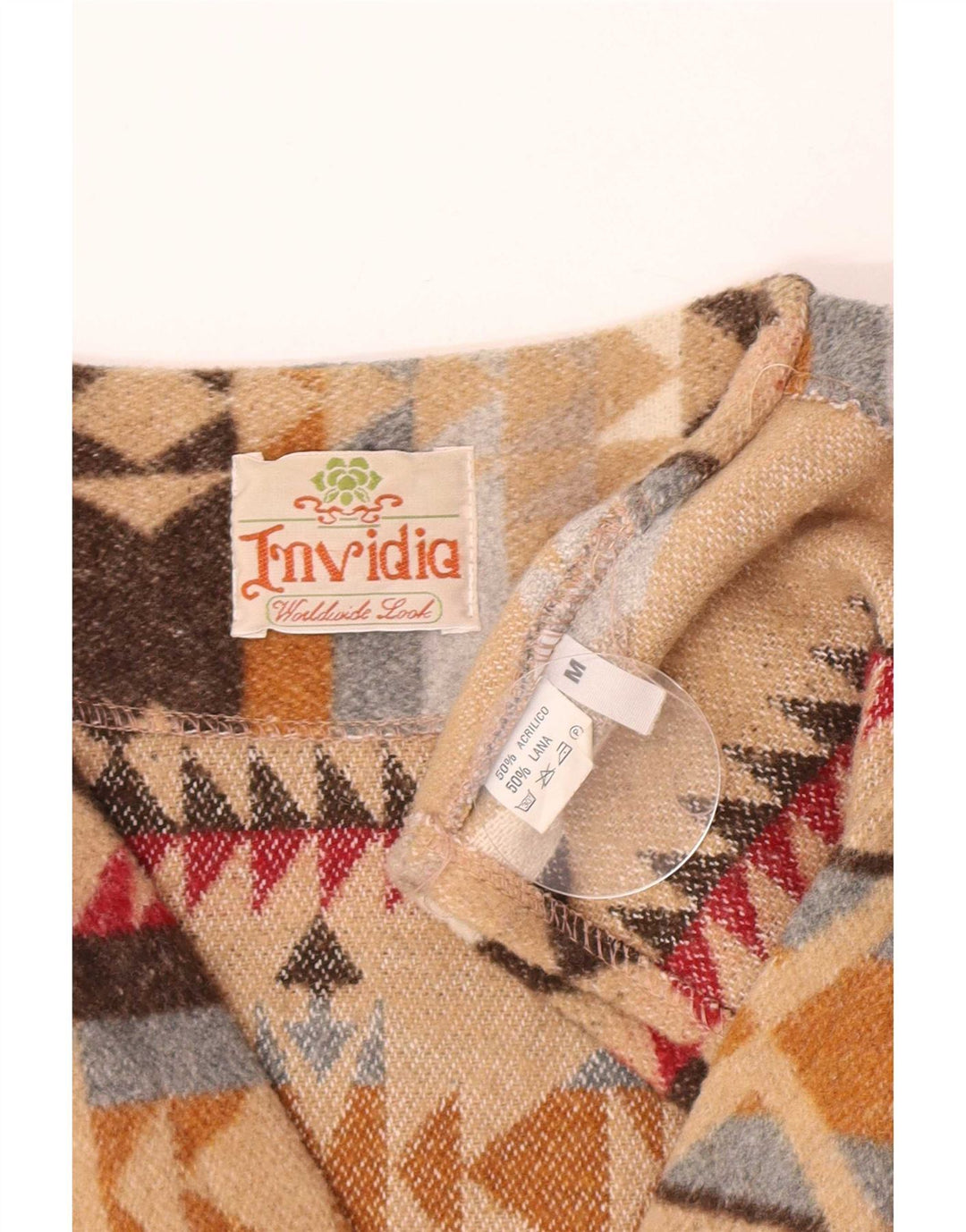 Vintage herrevest mellembeige stribet akryl