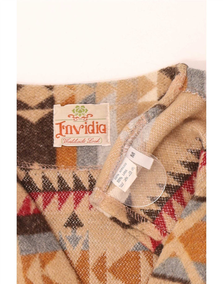 Vintage herrevest mellembeige stribet akryl