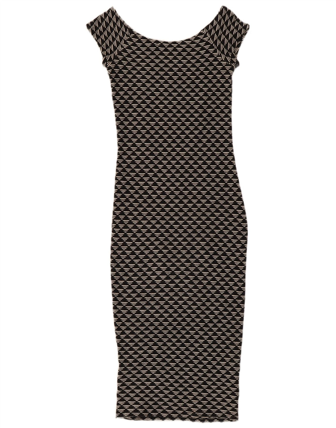 Zara Womens Bodycon Dress UK 8 Small Black Geometric