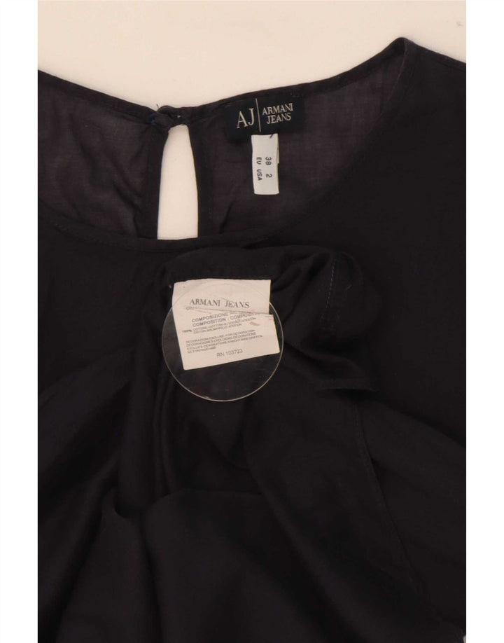 Armani Dame Bluse Top EU 38 Medium Navy Blue Bomuld