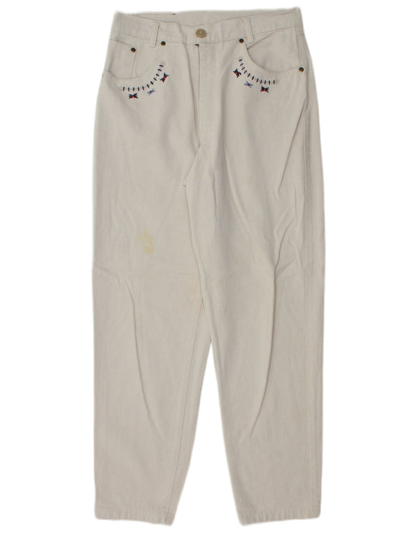 Giesswein Kvinder Højtaljede tilspidsede Jeans UK 16 Large W30 L30 Hvid Bomuld