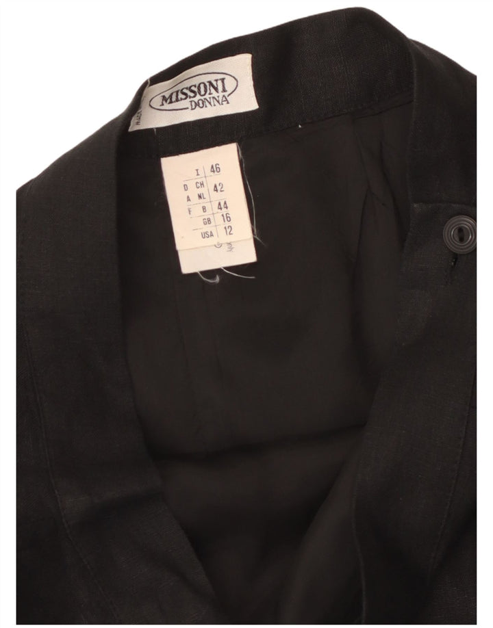 MISSONI Midi-nederdel til kvinder UK 16 Large Black Linen