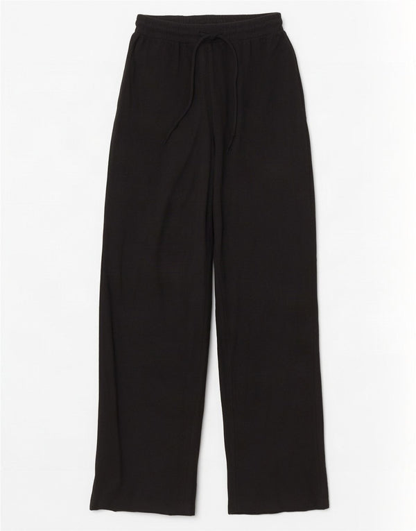 Zara Womens Tracksuit Bukser med brede ben UK 8 Small Black Bomuld