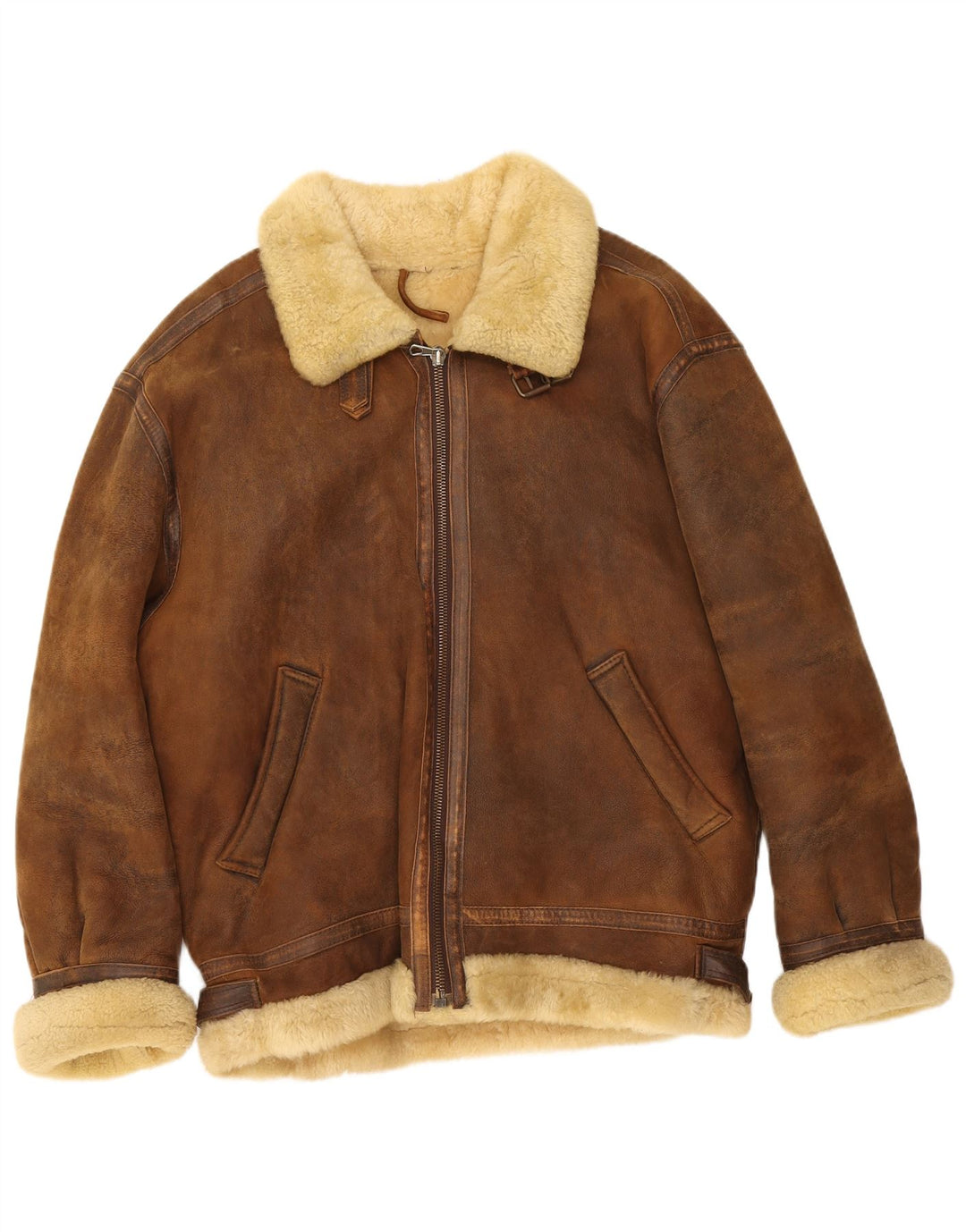 Vintage Herre Shearling Jacket UK 42 XL Brown Shearling