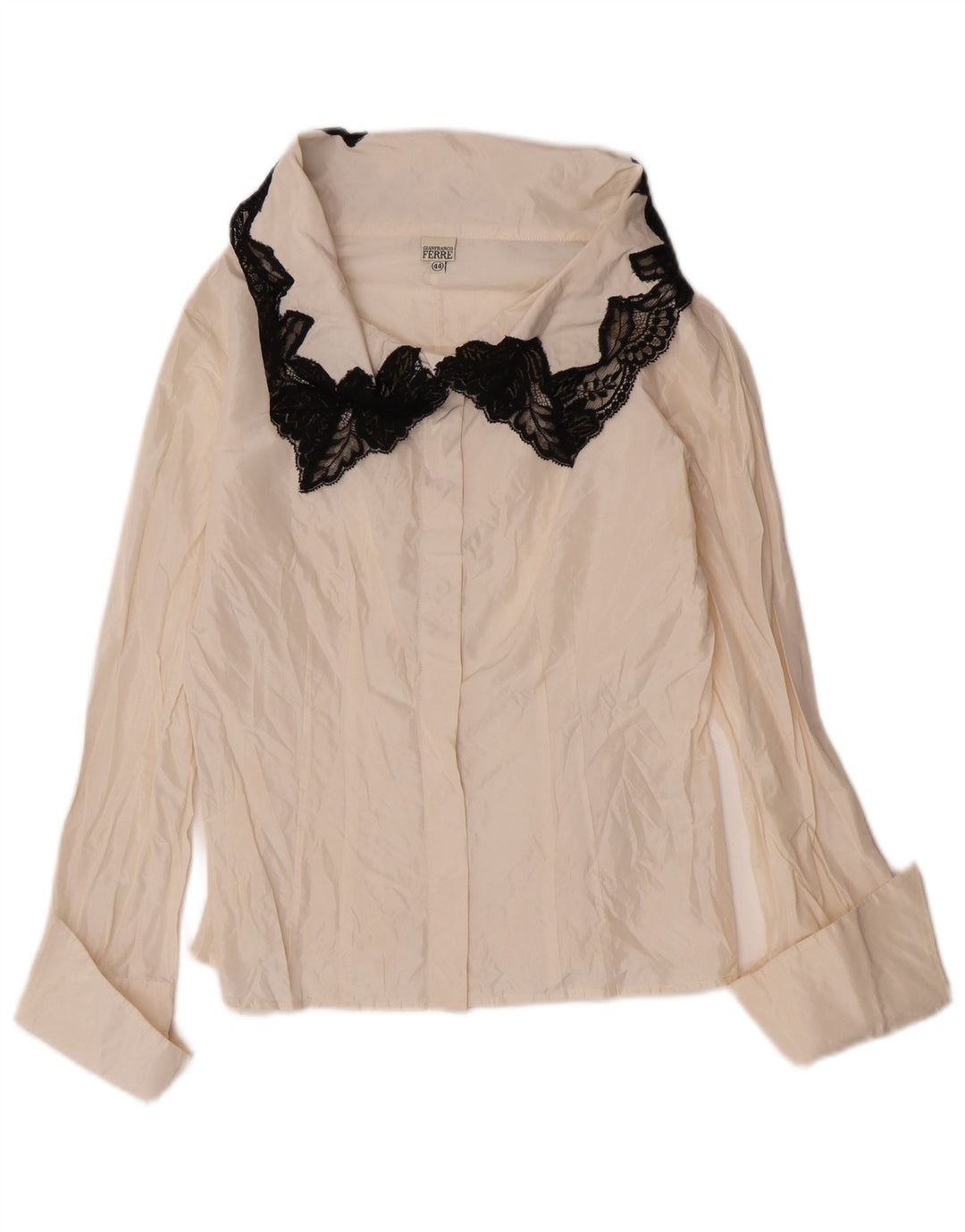 Gianfranco Ferre Dameskjorte Bluse IT 44 Medium Off White Floral