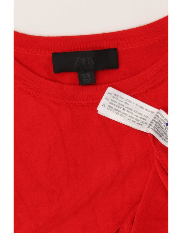 Zara Dame Bluse Top UK 14 Stor rød viskose