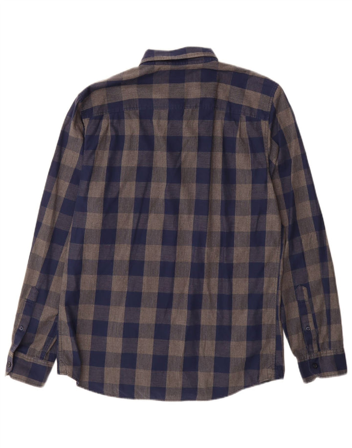 Jack Wills Herre Classic Fit Flannel Shirt Medium Navy Blue Gingham Cotton
