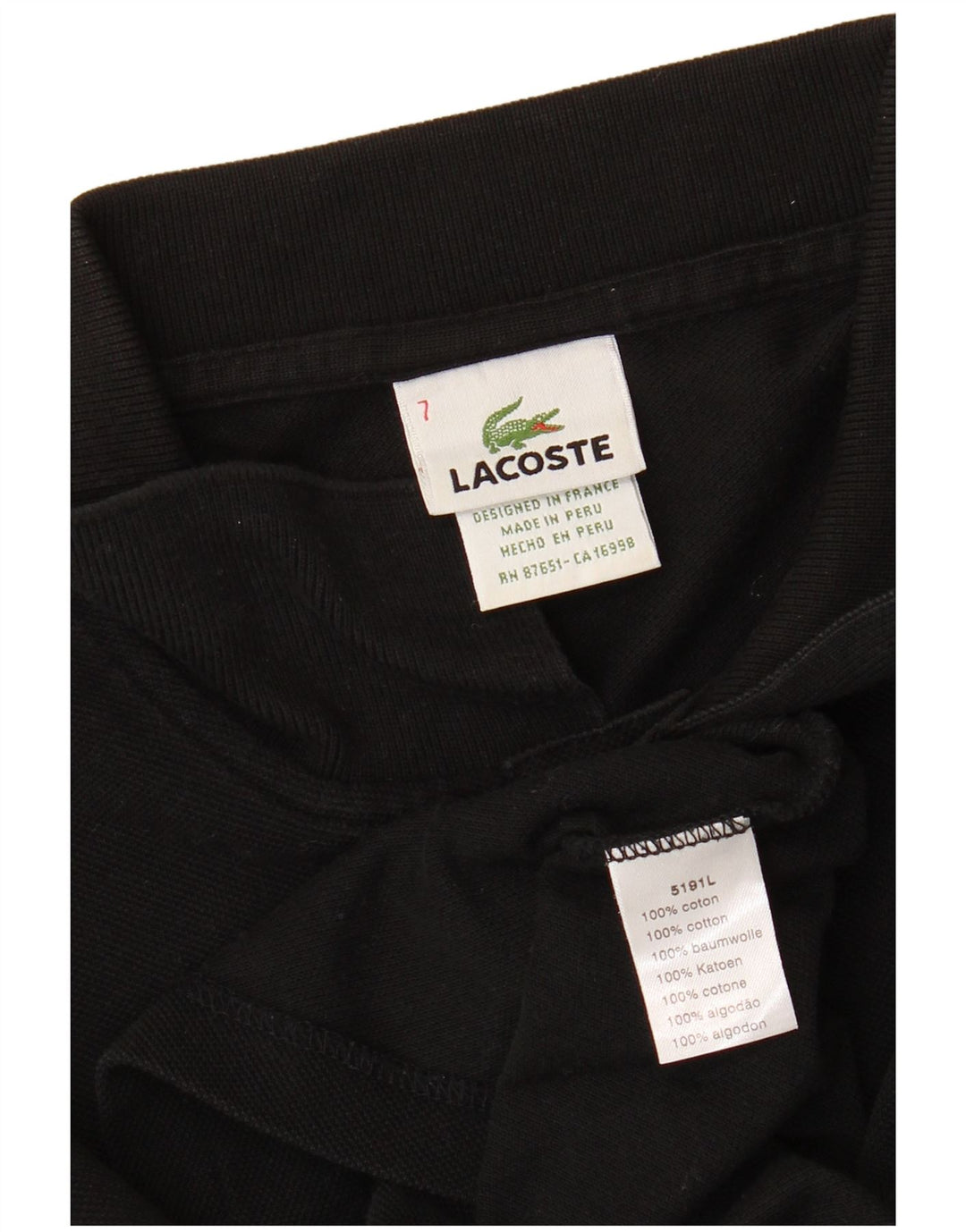 LACOSTE Langærmet poloskjorte til mænd str. 7 2XL Sort bomuld
