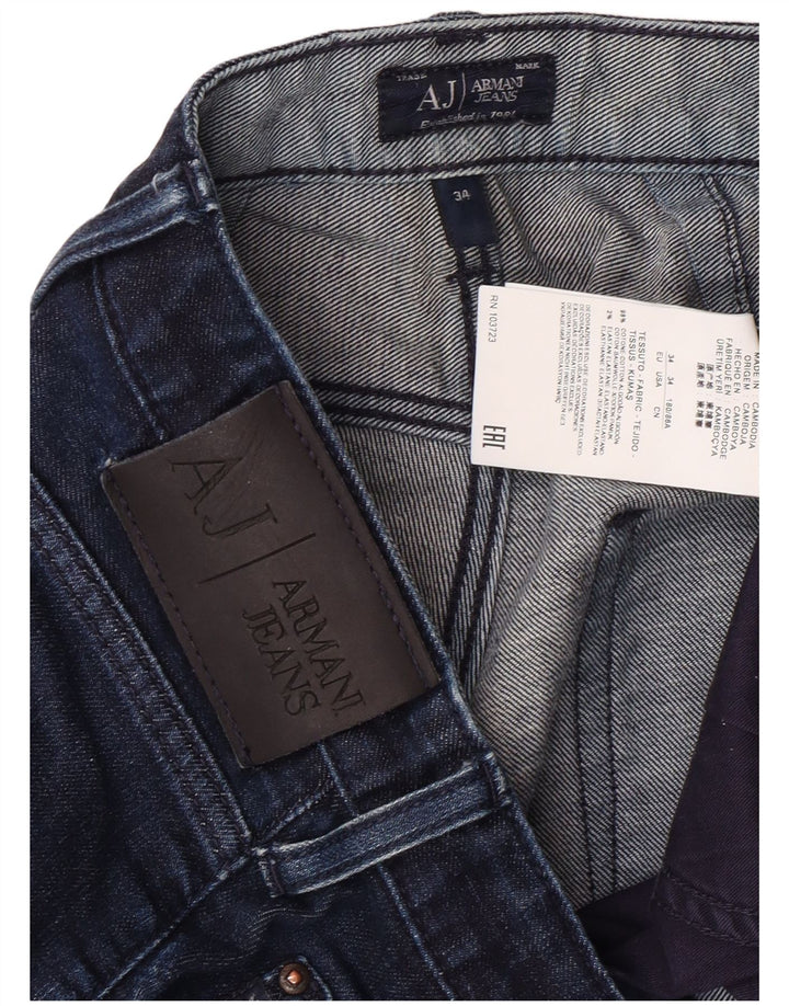 ARMANI Straight jeans til mænd W34 L29 Marineblå bomuld
