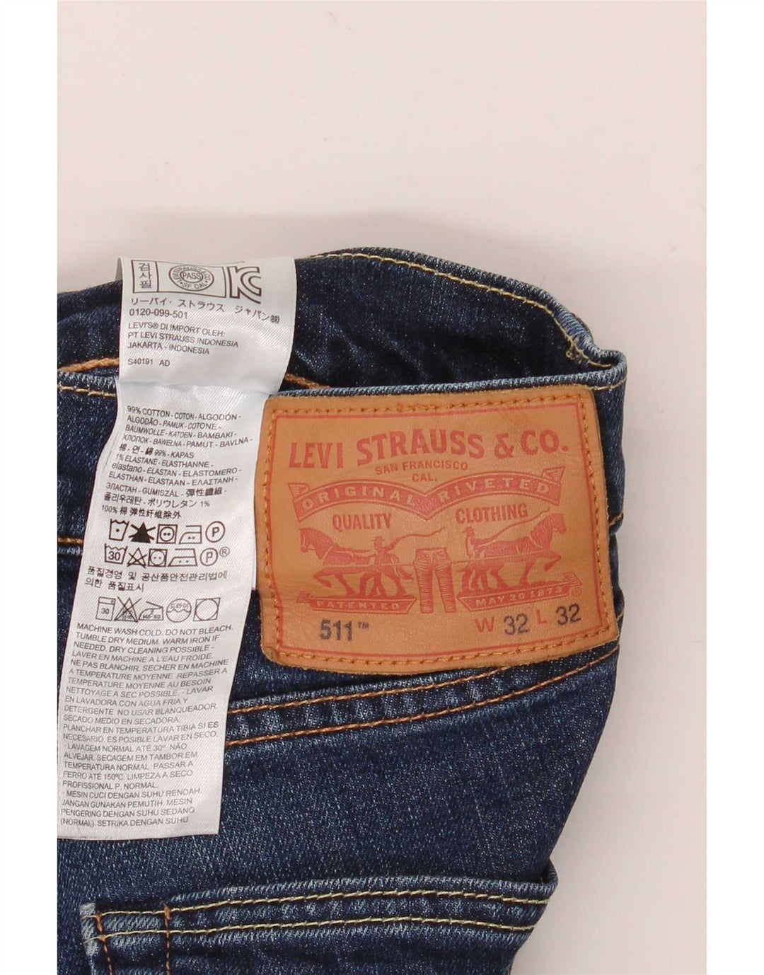 Levi's Herre 511 Slim Jeans W32 L32 Blå Bomuld