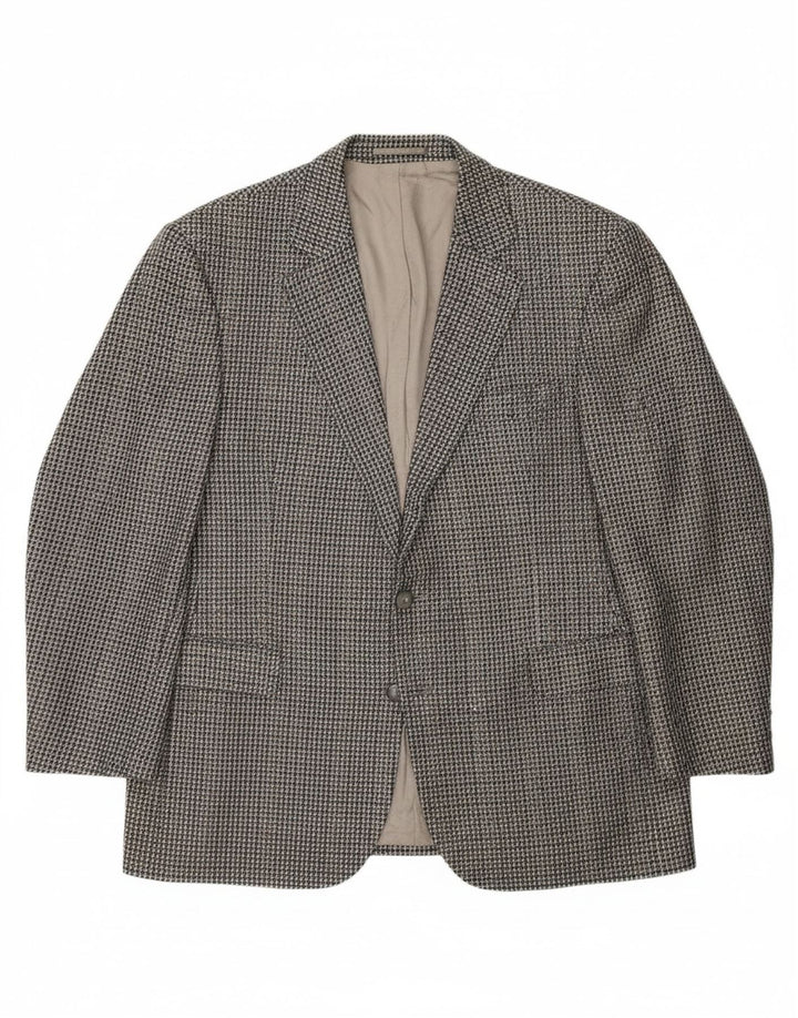 MAGEE Mens 2 Button Blazer Jacket UK 46 3XL Grey Houndstooth New Wool