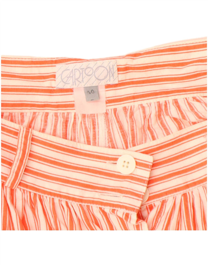Tegnefilm Dame Midi Nederdel EU 40 Medium W28 Orange Stribet