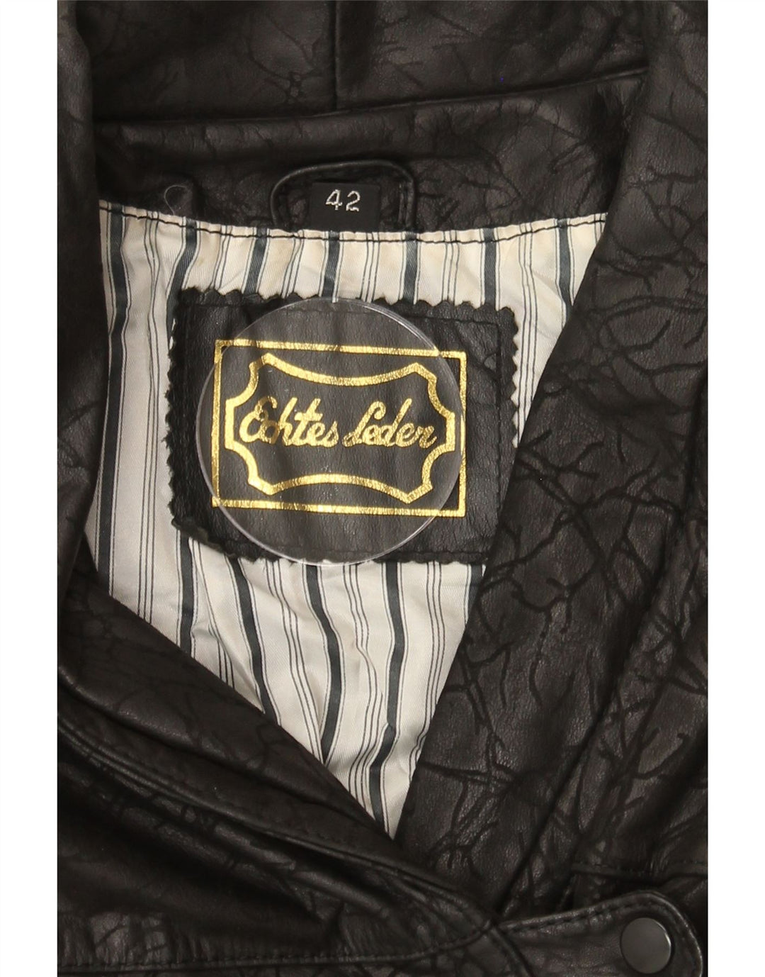 ECHTES LEDER Womens Abstract Pattern Jacket IT 42 Medium Black Leather Vintage Echtes Leder and Second-Hand Echtes Leder from Messina Hembry 