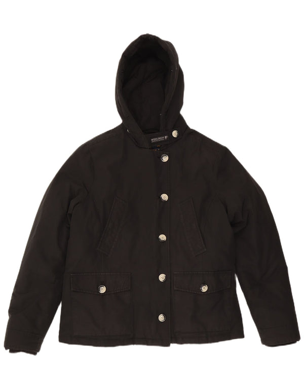 Woolrich Dame Hætte Oversized Polstret Jakke UK 18 XL Sort Bomuld