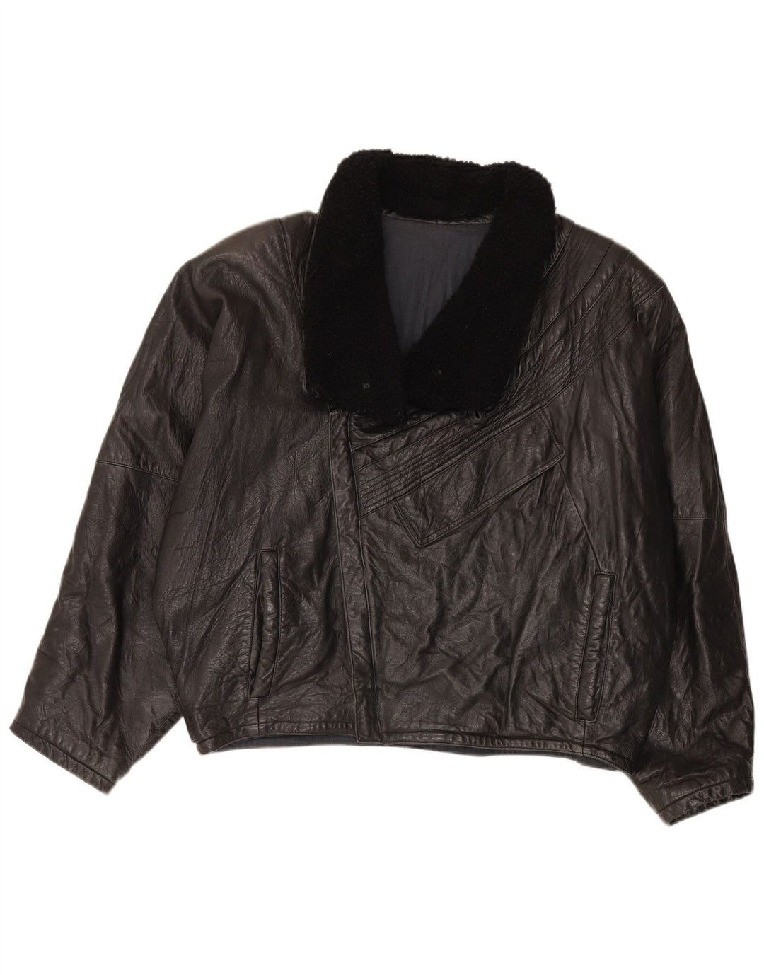 Vintage Herre Oversized Læderjakke IT 52 XL Sort