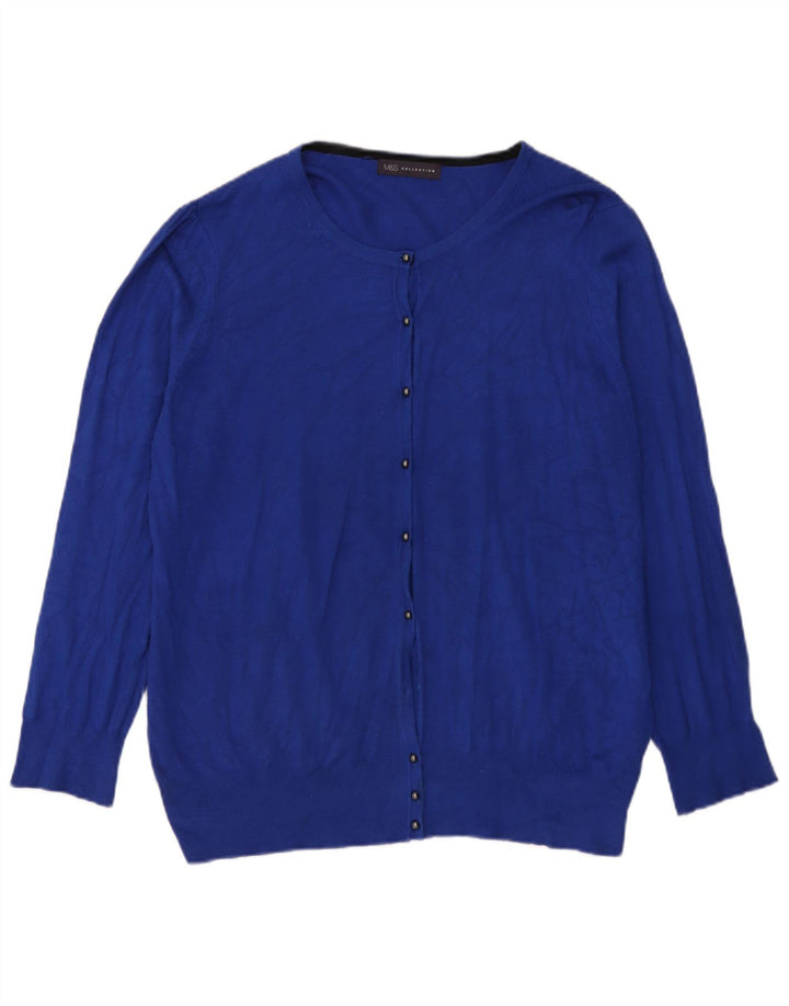 Marks & Spencer Dame Cardigan Sweater UK 20 XL Blå Viscose