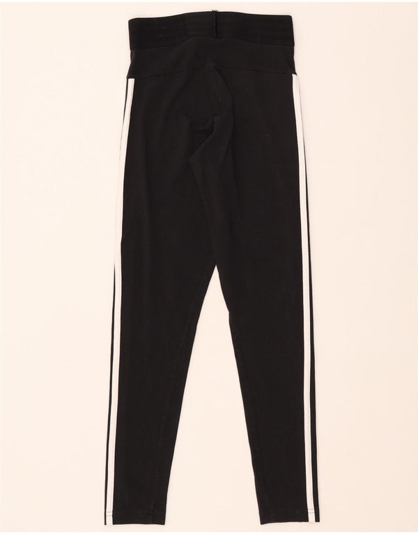 ADIDAS Dame Leggings UK 4/6 XS Sort Bomuld