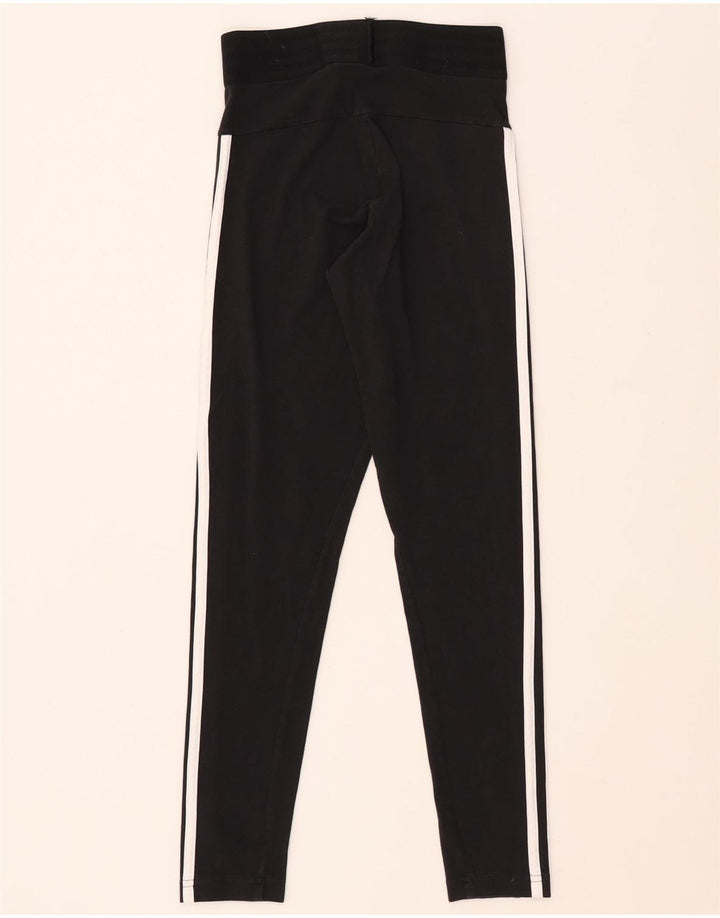 ADIDAS Dame Leggings UK 4/6 XS Sort Bomuld