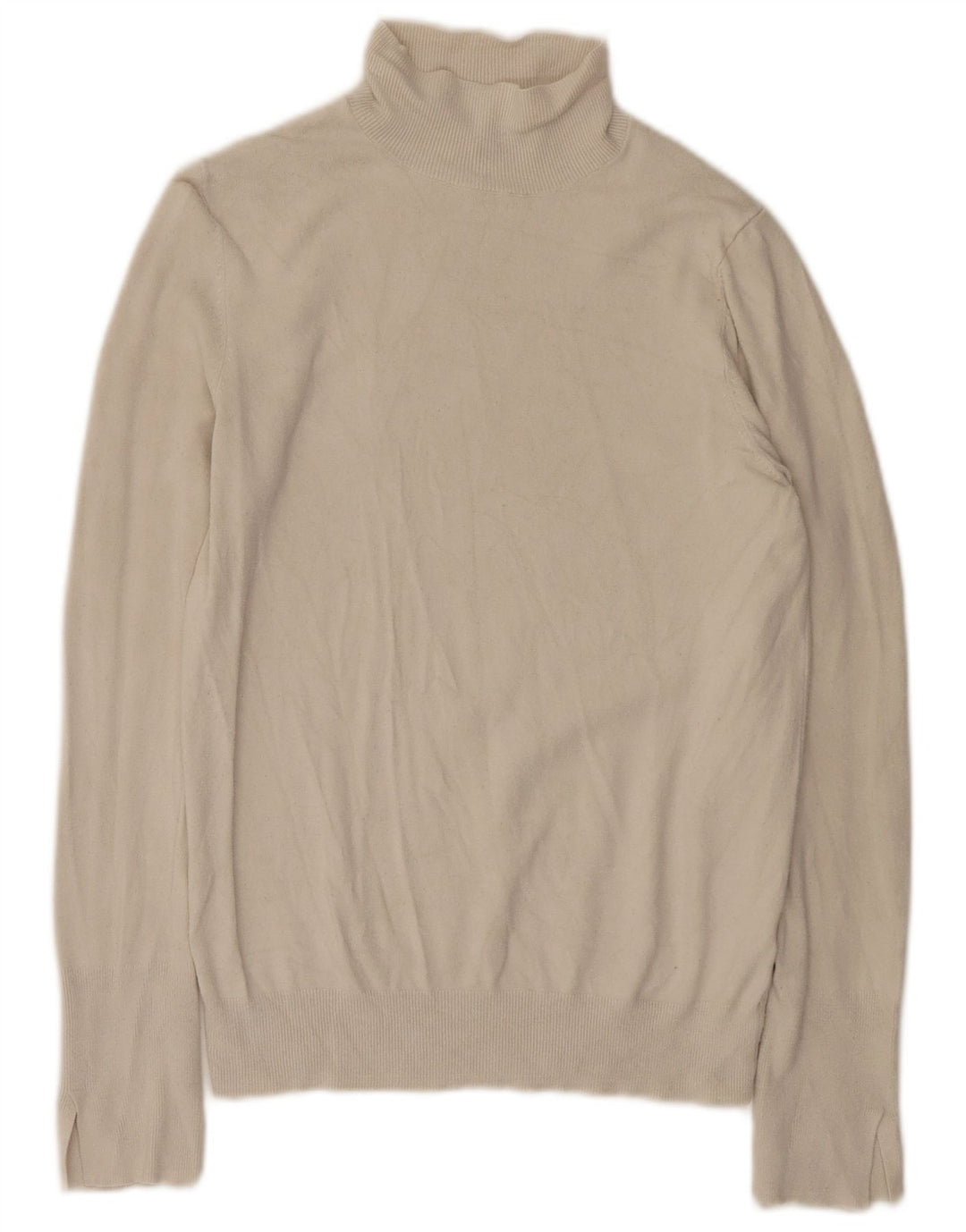 Zara Dame Rullehals Sweater UK 12 Medium White Viscose