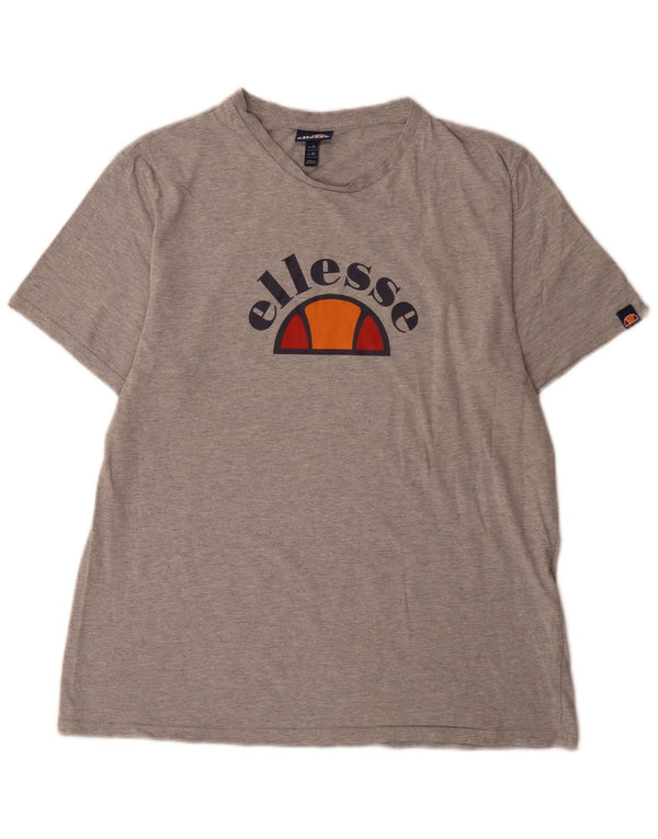 Ellesse Herre Grafisk T-Shirt Top XL Grå Flecked Bomuld