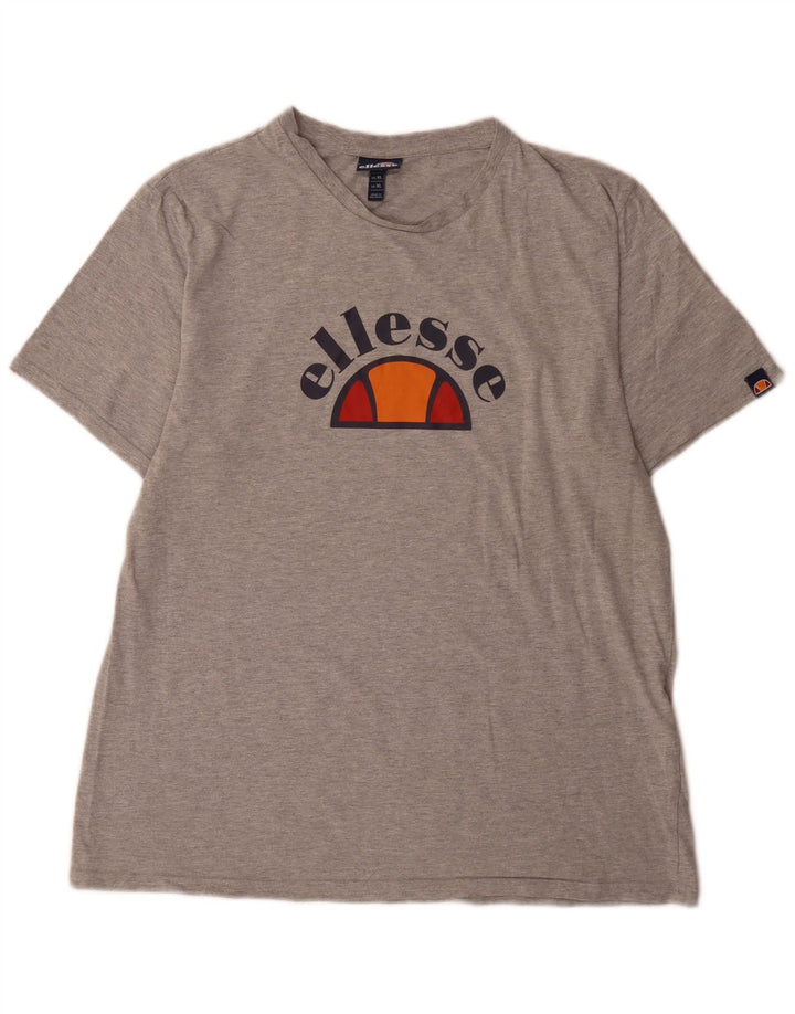 Ellesse Herre Grafisk T-Shirt Top XL Grå Flecked Bomuld