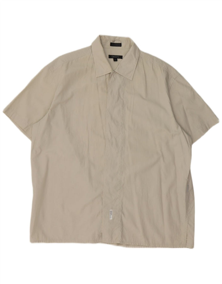 Dkny Herre Kortærmet Skjorte XL Beige Bomuld