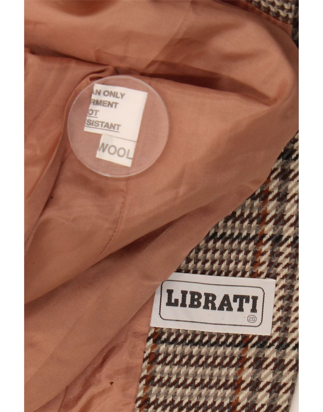 Vintage dame 1-knaps blazerjakke UK 20 2XL brun ternet uld