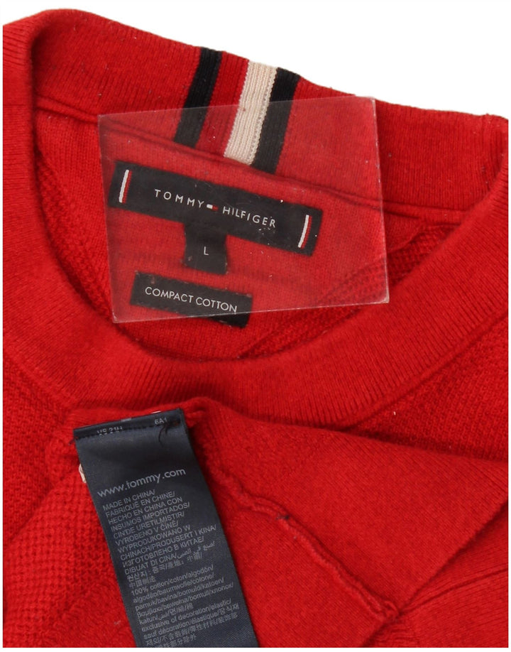 TOMMY HILFIGER Herre sweater med rund hals, stor rød bomuld