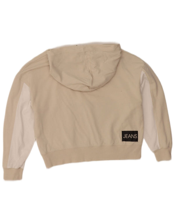 Calvin Klein Jeans Piger Crop Hoodie Jumper 11-12 år Beige Colourblock