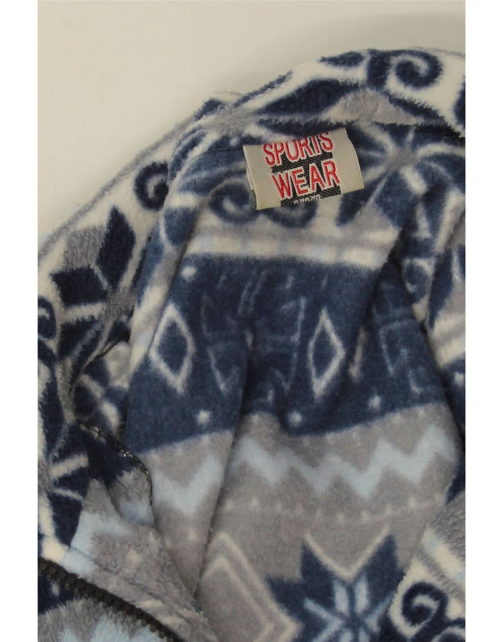 Vintage fleecejakke til mænd UK 44 2XL Navy Blue Fair Isle Polyester