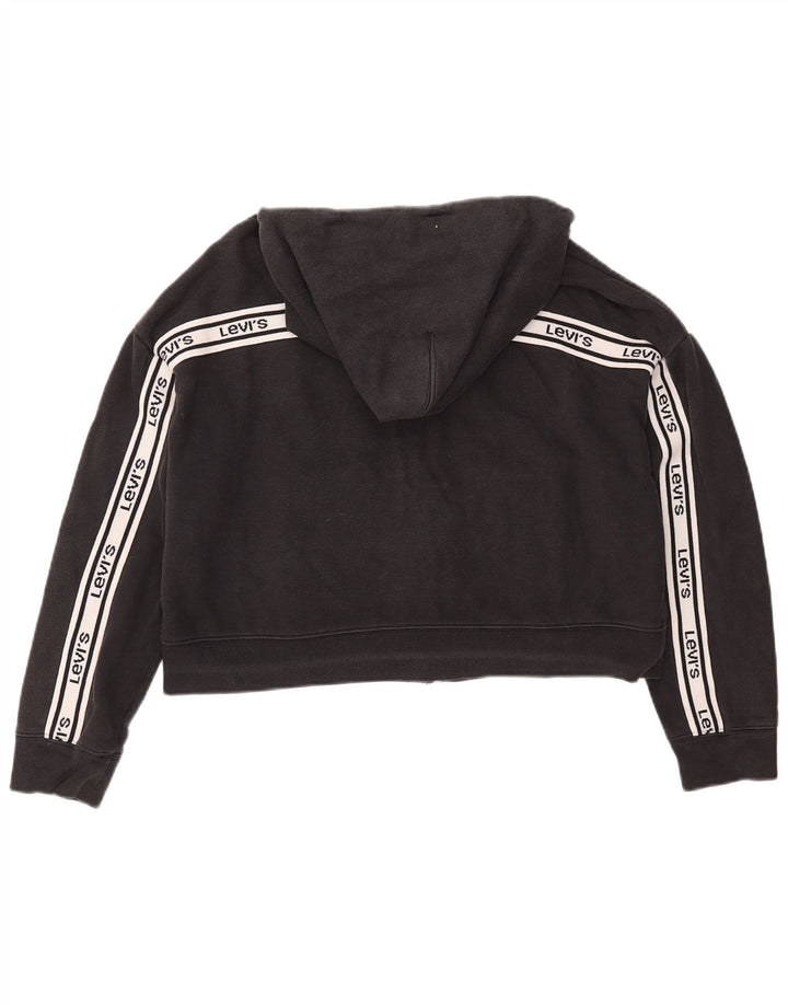 Levi's Dame Oversized Crop Zip Hoodie Sweater UK 10 Small Black