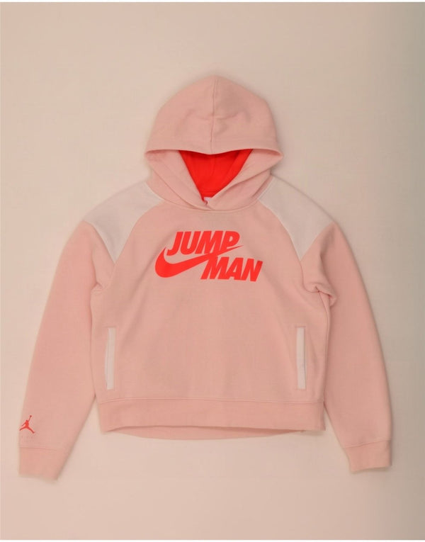 Jordan piger grafisk hættetrøje 13-14 år XL Pink Colourblock Bomuld