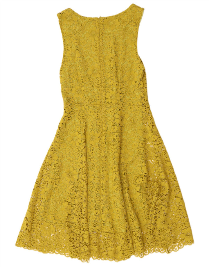 Sandro Ferrone Dame Ærmeløs A-Line Kjole IT 42 Medium Yellow Floral