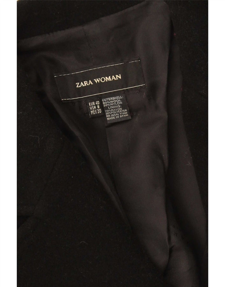 Zara Dame Overfrakke EU 40 Medium Sort Uld