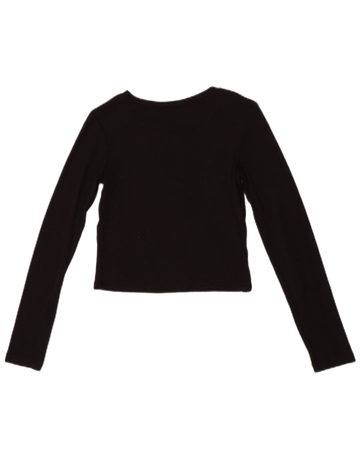 Zara Dame Crop Top Langærmet UK 8 Lille Sort
