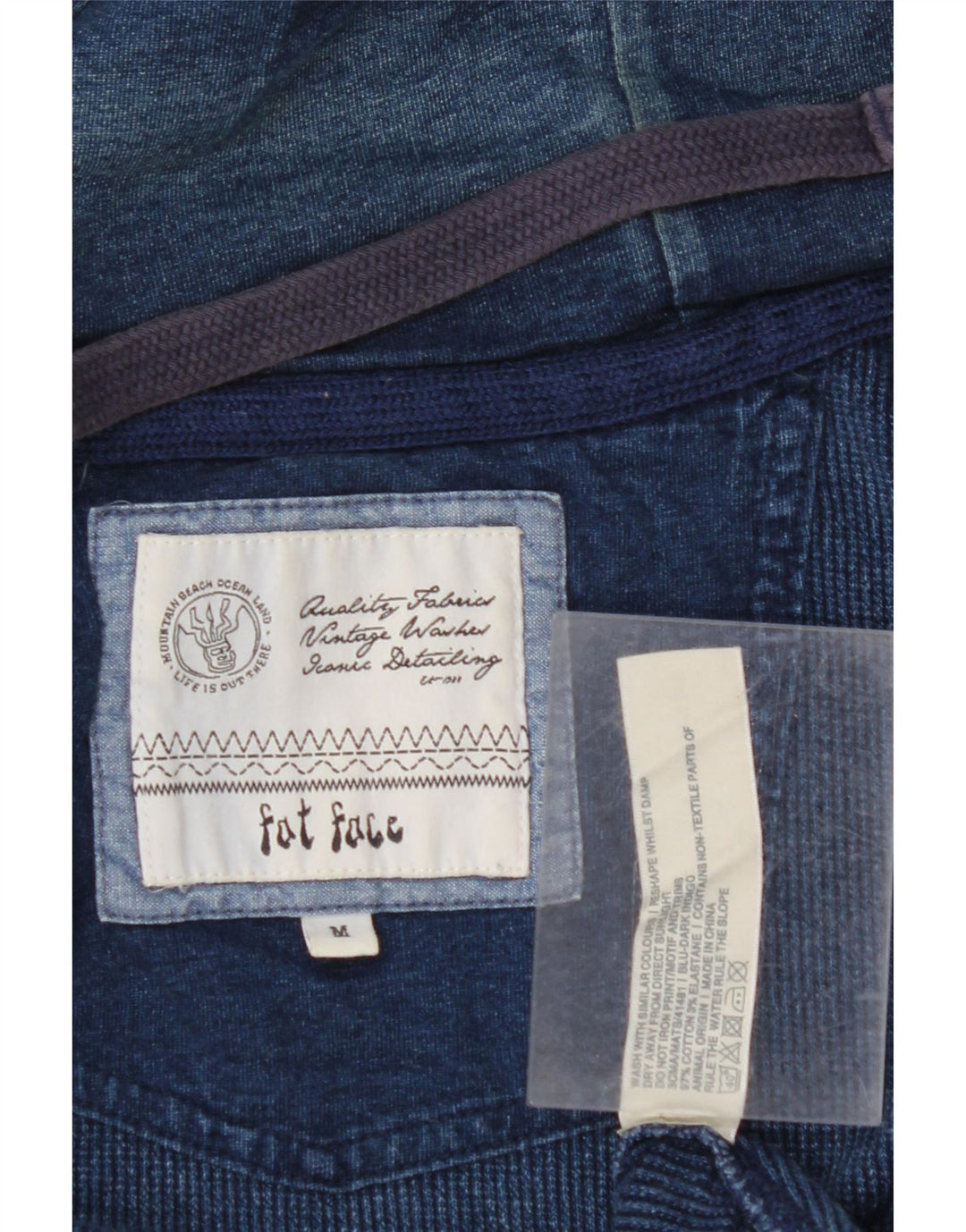 FAT FACE Hættetrøje med lynlås til mænd Medium marineblå bomuld