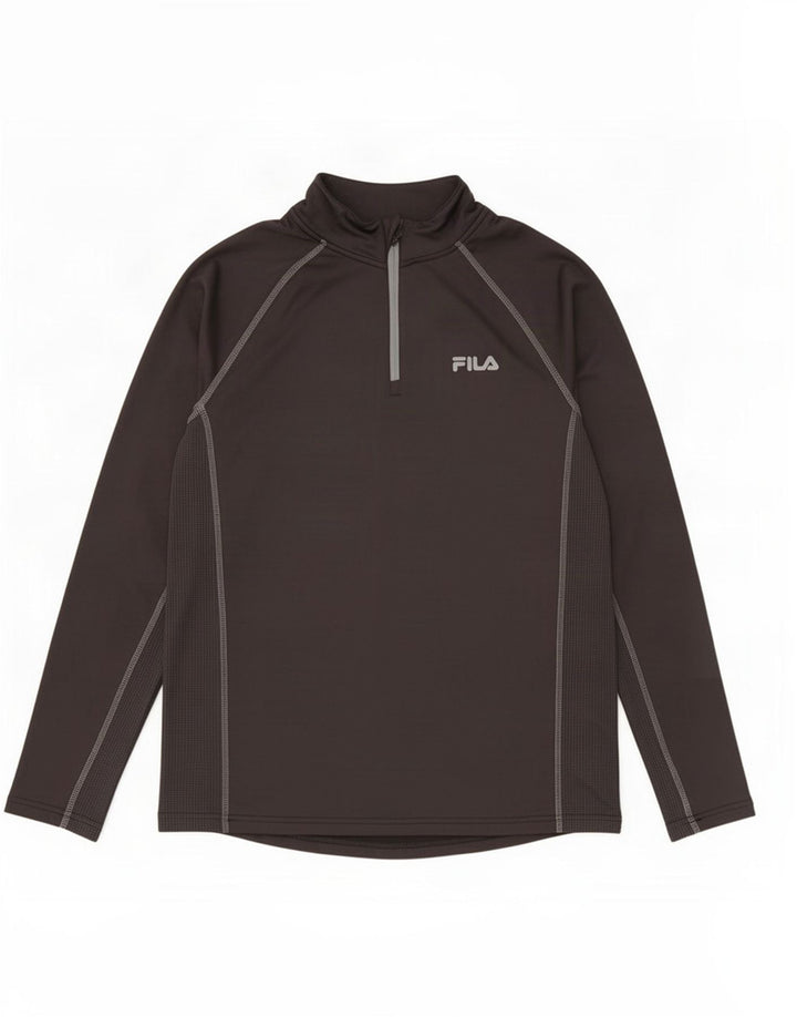Fila Herre Zip Neck Pullover Træningsdragt Top Medium Sort Polyester