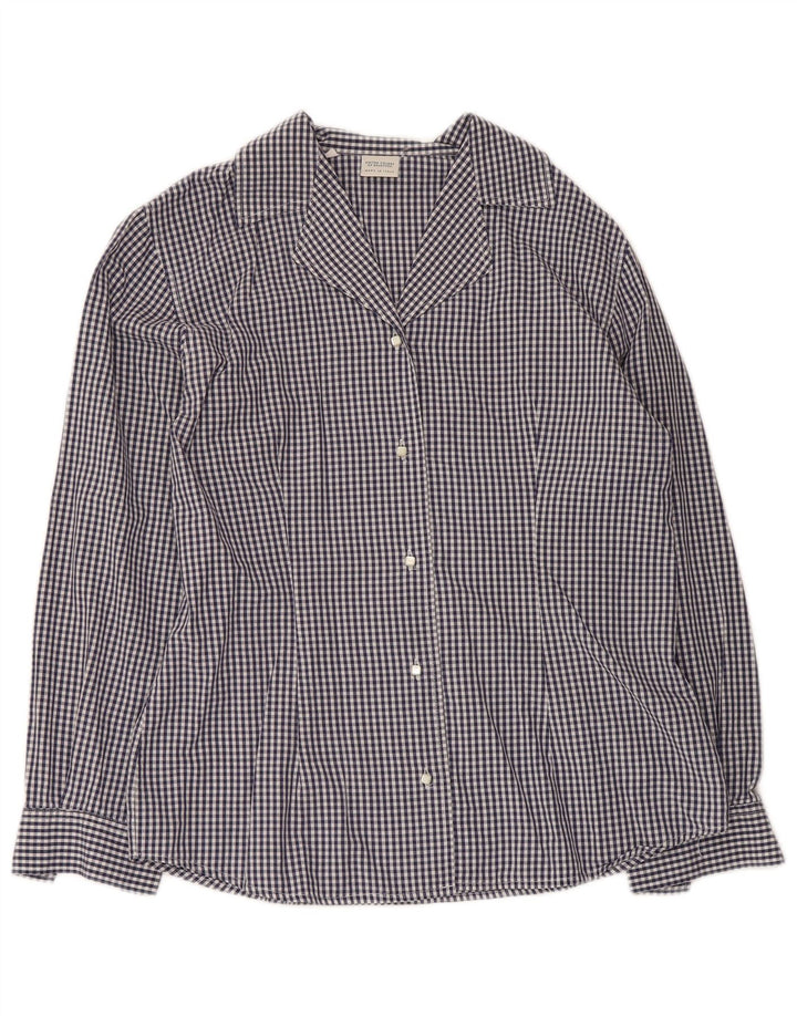 Benetton Dameskjorte IT 44 Medium Marineblå Gingham Bomuld